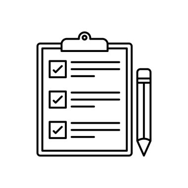 Kontrol listesi simgesi. Tasarım biçimi beyaz arkaplanda izole edildi