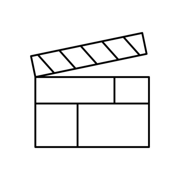 clapperboard icon. Outline style design isolated on white background
