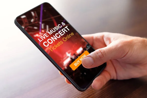 Person Buying Music Concert Tickets Online Mobile Phone — Stock Photo, Image