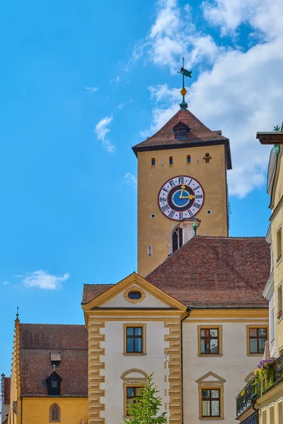 Menara Balai Kota Tua Altes Rathaus Regensburg Bayern Jerman — Stok Foto