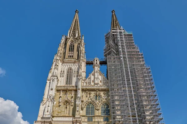 Las Torres Catedral Ratisbona Proceso Renovación — Foto de Stock