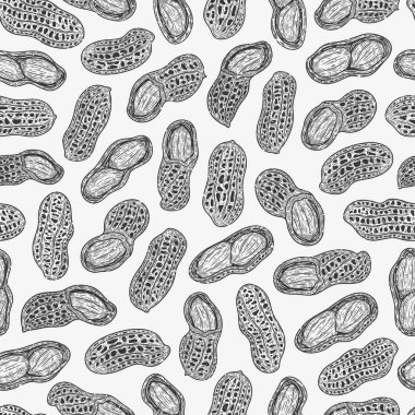Vector peanuts hand-drawn pattern seamless pattern or background