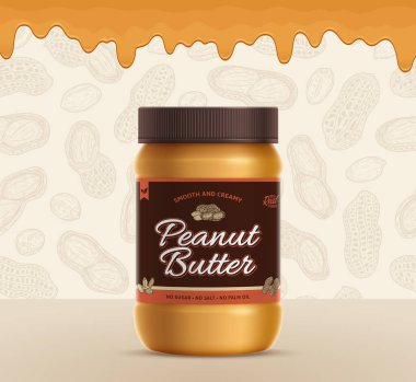 Peanut butter glass jar illustration. Packaging design concept