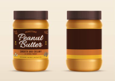 Peanut butter glass jar mockup with a label. Food label design