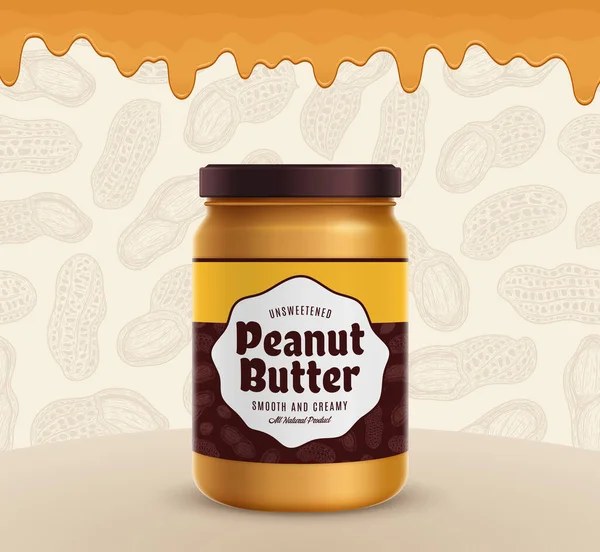 Peanut butter glass jar illustration. Packaging design concept
