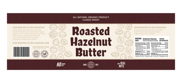 Vector Hazelnut Butter Label 디자인 템플릿 벡터 그래픽