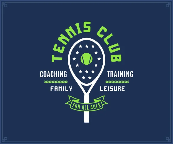 Logo Del Club Tenis Emblema Deportivo Para Casa Club Tenis Ilustración de stock