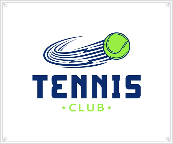 Logo Del Club Tenis Vectorial Con Pelota Tenis Con Rastros — Vector de stock