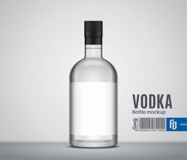 Vector votka şişesi. Beyaz etiketli.