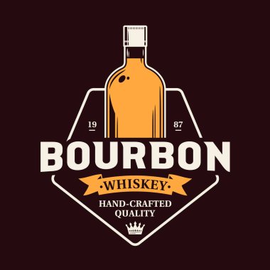 Bar, bar, damıtma şirketi markası ve kimliği için viski logosu.