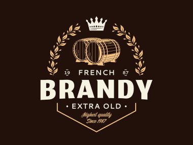Karanlık bir arka planda vektör brendi antika logosu