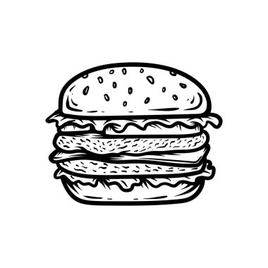 Büyük duble peynirli burger çizimi çizimi klasik klasik klasik tasarım çizimi