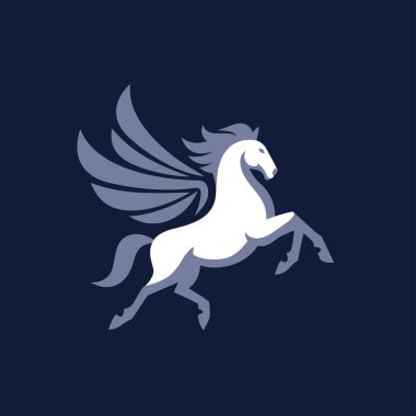 Pegasus Atı 'nın modern logosu Temiz Tasarım Çizimi