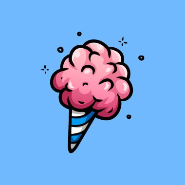 Çilekli pamuk helva eğlence çizgisi sanat tarzı klasik klasik klasik tasarım çizimi