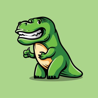 Klasik sanat çizgisi tarzıyla eğlenceli bir T-Rex Dino karikatürü.