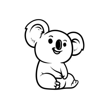 baby koala cartoon drawing coloring line art style sketch classic vintage design illustration clipart