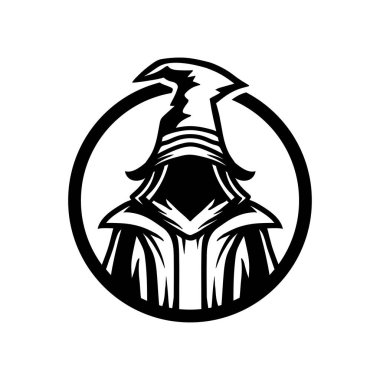 Sihirbaz karakter logosu renklendirme çizimi sanat tarzı eskiz klasik klasik klasik tasarım illüstrasyonu