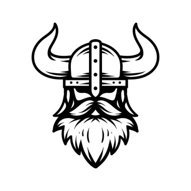 Viking baş miğferi logosu renklendirme çizimi sanat tarzı eskiz klasik klasik tasarım illüstrasyonu