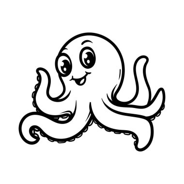 eğlenceli ahtapot çizgi film karakteri logosu izole çizim çizimi sanat tarzı eskiz klasik klasik tasarım illüstrasyonu