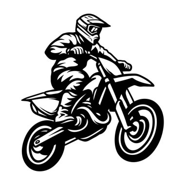 Motokros Dirtbike izole çizim çizim çizimi sanat tarzı klasik klasik tasarım illüstrasyonu