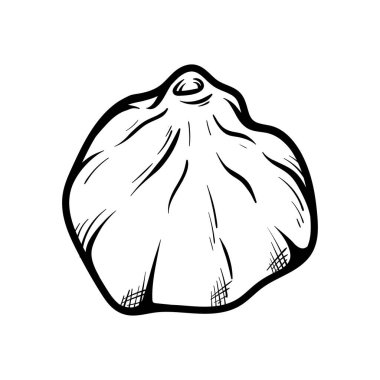 Hamur köftesi Çin yemeği. Renkli çizim çizimi. Klasik klasik tasarım çizimi.