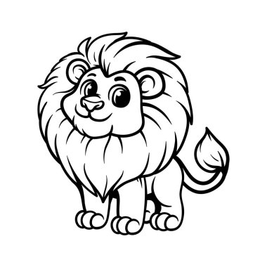 Aslan izole çizgi film karakteri resim çizimi klasik klasik klasik tasarım çizimi çizimi