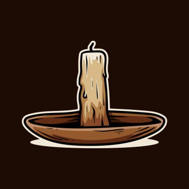 Eski mum ve tabak izole çizim çizim çizimi klasik klasik klasik tasarım çizimi çizimi