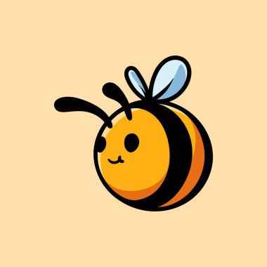 Arı logosunun eğlenceli bir çizgi filmi. Renkli çizim çizimi. Klasik klasik tasarım çizimi.