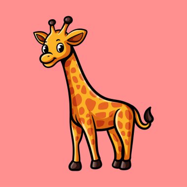 Zürafanın eğlenceli çizgi film karakteri izole edilmiş renkli çizim çizimi sanat tasarımı illüstrasyonu
