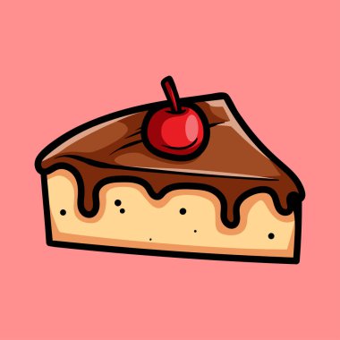 Bir dilim çikolatalı kek izole edilmiş renkli çizim çizimi sanat tasarımı illüstrasyonu