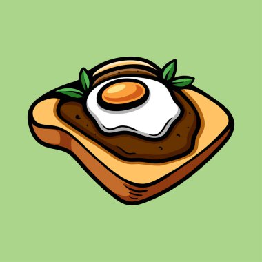 Etli ve yumurtalı sandviç izole edilmiş renkli çizim çizimi sanat tasarımı illüstrasyonu