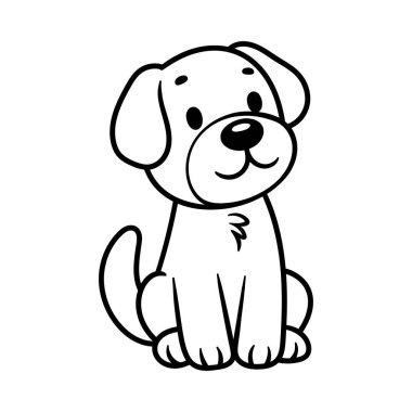 Oturan köpek karikatürü izole edilmiş çizim çizimi klasik klasik klasik tasarım çizimi çizimi