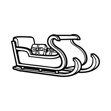 Noel Baba kızağı ve izole çizim çizimi klasik klasik tasarım çizimi