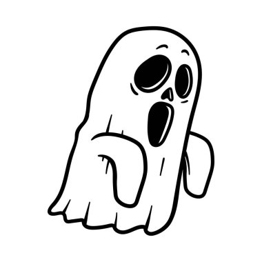 Ürkütücü sade hayalet çizgi çizimi klasik klasik tasarım çizimi çizimi