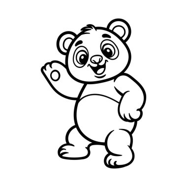 Eğlenceli panda dalgalı karikatür izole çizim çizimi klasik klasik klasik tasarım çizimi çizimi