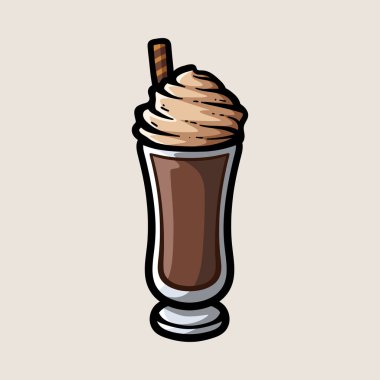 Bir bardak çikolatalı smoothie renkli çizim çizimi klasik klasik klasik tasarım çizimi çizimi
