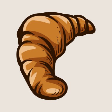 Lezzetli kruvasan renkli çizim çizimleri klasik klasik klasik tasarım çizimleri