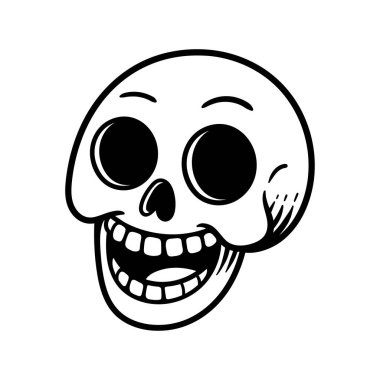 Komik kafatası gülüşlü karikatür izole çizim tarzı klasik klasik klasik tasarım çizimi çizimi