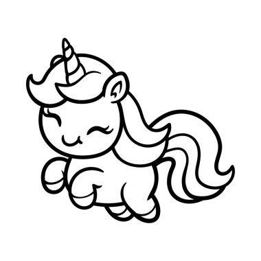 eğlenceli mutlu tek boynuzlu at çizgi film karakteri izole çizim çizimi klasik klasik tasarım çizimi çizimi