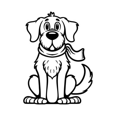 Eğlenceli, yaşlı, sevimli, köpek çizgi film karakteri izole çizim stili klasik klasik klasik tasarım çizimi çizimi