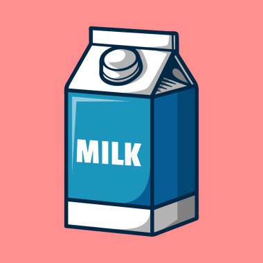 Ambalaj kutusunda süt renkli karikatür izole çizim stili klasik klasik tasarım çizimi çizimi