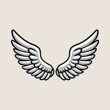 Basit kanatlar karikatür renkli izole çizim biçimi klasik klasik klasik tasarım illüstrasyonu