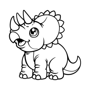 eğlenceli karikatür triceratops dinozor maskotu izole çizim stili klasik klasik tasarım çizimi çizimi