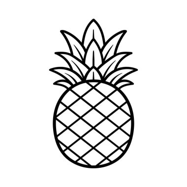 Basit tek ananas çizgi filmi izole çizim biçimi klasik klasik klasik tasarım çizimi çizimi