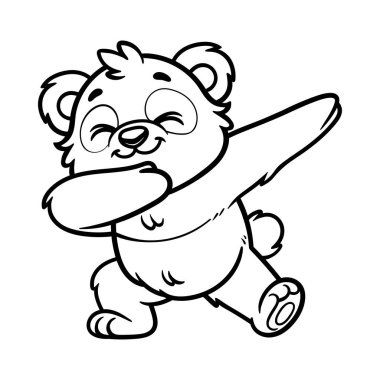 Çizgi filmdeki eğlenceli panda izole çizim stili klasik klasik klasik tasarım illüstrasyonunu çiz