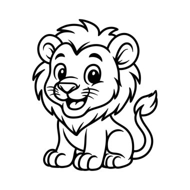 Chi-bi çizgi film karakterindeki eğlenceli tatlı aslan çizim stili çizim klasik klasik tasarım çizimi çizimi