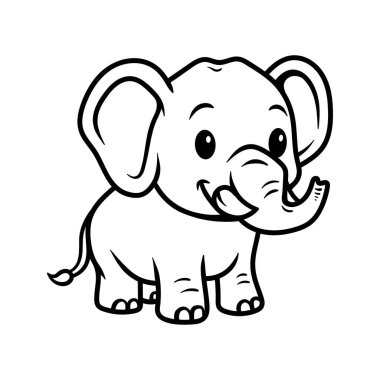 Çocuklar için boyama kitabı: eğlenceli şirin fil çizgi film karakteri izole edilmiş çizim stili klasik klasik tasarım çizimi çizimi