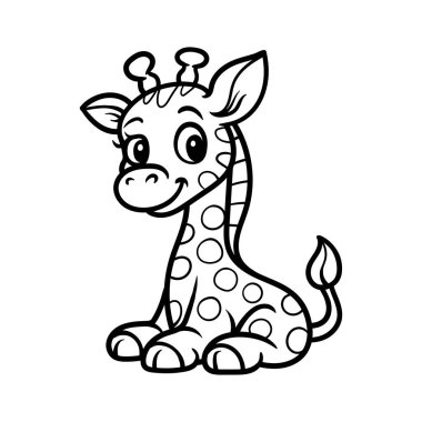Çocuk boyama kitabı - eğlenceli zürafa çizgi karakteri izole edilmiş çizim tarzı klasik klasik tasarım çizimi çizimi