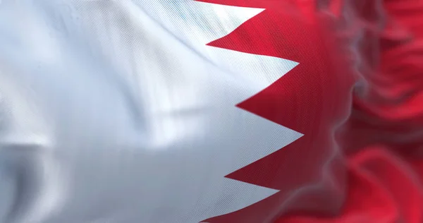 Vista Cerca Bandera Nacional Bahréin Ondeando Viento Reino Bahréin País — Foto de Stock