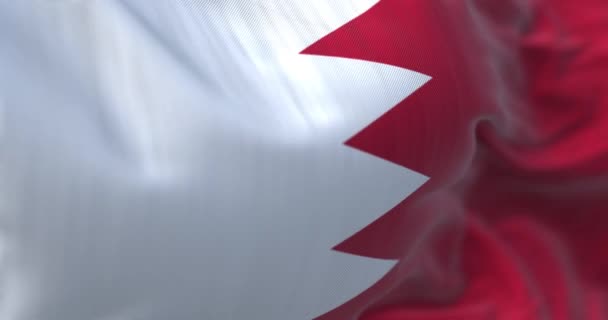 Närbild Bahrains Nationella Flagga Viftar Vinden Konungariket Bahrain Ett Öland — Stockvideo
